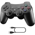 Miniatyrbillede 1 af 5: PS3 Controller, Trådløs Controller til Playstation3 Bluetooth Gamepad til PS3 med Dobbelt Vibration Seks-akset Fjernbetjening (Sort)