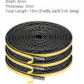 Miniatyrbilde 4 av 5: Selvklebende Værstripping Skumtape 6mm(b) X 3mm(t) 3 Ruller, totalt 15m Lang