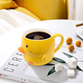 Miniatyrbillede 4 af 5: Teagas 14 Oz Sjov And Keramik Kaffeekop Til Kvinder Tekop Sød Gul Kopper Med Låg