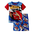 Miniatyrbild 1 av 2: Barnens tecknade pyjamas Cars Lightning McQueen tryckt toppar + shorts nattkläder loungewear sovkläder outfits set 7 Years