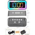 Miniatyrbillede 4 af 4: Høj Alarmur til Soveværelse med Farverig Dynamisk RGB Natlampe, Tungsovende Voksen, Dæmper, USB-Oplader, Lille Natbord LED Digitalt Ur til Børn