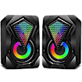 Miniatyrbild 1 av 4: Datorhögtalare, USB-högtalare 10 W 2.0 Stereo-högtalarsystem med färgglada LED-lampor för PC-dator, skrivbord, bärbar dator, smartphone