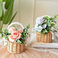 Miniatyrbillede 3 af 3: Kurve af flettet rattan til blomsterpiger - sæt af 2 - Rustik bryllupskurve til blomsterpiger - Små kurve til blomsterpiger - Fe-bryllupskurve - Håndlavet flettet