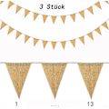 Pikkukuva 1 / 5: Living Value 3 kpl. Wimppeli ketju Wimppeli Garland Vintage Jute Bunting Banner 8,4M Imitoi pellavaa Hessian Garland Rustic Decoration Syntymäpäiville