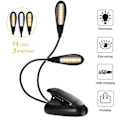 Pikkukuva 1 / 5: Lukuvalo, 14 LED USB-ladattava ja silmienhoito-kirjanvalo, joustava klipsi-lukulaite