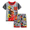 Pikkukuva 1 / 2: Lasten Piirretty Pyjama-asu Autot Salama McQueen Painettu Yläosa + Shortsit Yöasu Loungewear Uniasu Asusteet 7 Years
