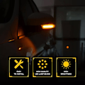 Pikkukuva 5 / 5: Dynaamiset sivupeilin suuntavilkut Ford Focus 3 MK3 2012-2018 SE/ST/RS savustettu kotelo, Amber LED js