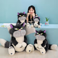 Miniatyrbilde 4 av 5: 11,8 tommers sint katt bamse, søt katt kosebamse myk Kawaii Anime bamse ond svart katt plushie for barn