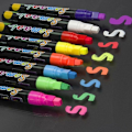 Miniatyrbillede 1 af 5: 8 Farver Dobbelt Spids 6mm Neon Flydende Kridt Pen Markør Tavle Glas Vindue
