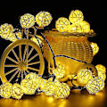 Miniatyrbillede 3 af 5: Rattan Bold LED-lysstreng, 20 LED Bold Lys Dekorative 5 cm i Diameter Rattan Lys