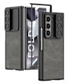 Miniatyrbilde 3 av 3: Etui for Samsung Galaxy ZFold6 sammenleggbar mobiltelefon med skyvevindu, frostet skinnetui, fallsikkert mobildeksel Matte Gray