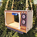 Miniatyrbillede 3 af 5: Fuglefoderbræt til udendørs ophængning, træfuglefoderbræt med TV-formet fuglefoderbræt, havedekoration, gave til fugleelskere