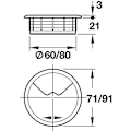Miniatyrbilde 3 av 3: Kabelgjennomføring Skrivebord Diameter 70mm - Sett Med 1 Skrivebords Kabelguide Plast Svart