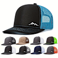 Miniatyrbild 4 av 4: Justerbar Mesh Andningsbar Unisex Snapback Cap, Förböjd Bergstryck Elegant Baseballkeps, Lämplig För Utomhusidrott