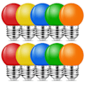 Miniatyrbild 1 av 5: 10-pack Färgade LED-lampor, 1W E27 G45 Glödlampor, Färgade LED-Mini-Globlampor, Blandade Färger för Utomhus- och Inomhusbelysning, Jul, Fest{jkw}