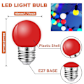 Miniatyrbild 2 av 5: 10-pack Färgade LED-lampor, 1W E27 G45 Glödlampor, Färgade LED-Mini-Globlampor, Blandade Färger för Utomhus- och Inomhusbelysning, Jul, Fest{jkw}