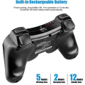 Miniatyrbild 2 av 5: PS3-kontroll, Trådlös Kontroll för Playstation 3 Bluetooth Gamepad för PS3 med Dubbel Vibration Sexaxlig Fjärrkontroll (Svart)