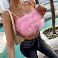 Miniatyrbilde 2 av 4: Ryggløs Stroppeløs BH Pels Avling Topp Camisole Topp Fluffy Tank Topp Glitrende Topp Stropp Bralette