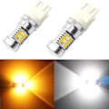 Miniatyrbillede 1 af 5: T25 3457 3157 Switchback LED Blinklys Dobbelt Farve 6000k Hvid/gul Amber 12v 4157nak 3457ak 4057 3057 3757ak 5702ak 4157ak Ekstremt Super