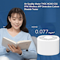 Miniatyrbillede 4 af 5: Digital CO2-måler Gasdetektor CO2-sensor Luftkvalitetsmonitor Formaldehyd Tvoc Kuldioxid Trådløs App Luftanalysator