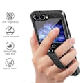 Pikkukuva 2 / 5: Z Flip 5 -kotelo, PU-nahkakotelo yhteensopiva Samsung Galaxy Z Flip 5:n kanssa, jossa rannehihna, jalusta ja takanäytönsuoja