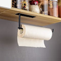 Pikkukuva 3 / 5: Paper Towel Holder Keittiön Kaapin Alle - Itseliimautuva Mattamusta Pyyhkeidenpidin Seinälle, SUS304 Ruostumaton Teräs
