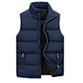 Miniatyrbillede 1 af 2: Mænds Varm Veste Uden Ærmer Jakke Vinter Lynlås Vandafvisende Frakke Casual Stående Krave Efterårsvest Navy 4XL