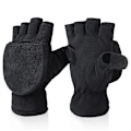 Miniatyrbillede 1 af 5: Vinterhandsker 3m Thinsulate Fingerless Konvertible Termiske Luffer Vindtætte Isolerede Polar Fleece Varme Til Mænd Og Kvinder Sort