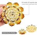 Miniatyrbild 3 av 5: Rökelsehållare i zinklegering, Lotus Stick Rökelsebrännare, Rökelsehållare för Stick/Spiral/Kon Rökelse, med Askkopp, Guld