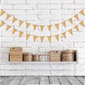 Pikkukuva 5 / 5: Living Value 3 kpl. Wimppeli ketju Wimppeli Garland Vintage Jute Bunting Banner 8,4M Imitoi pellavaa Hessian Garland Rustic Decoration Syntymäpäiville