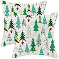 Miniatyrbilde 1 av 4: Juleputetrekk 45 x 45 cm, Fargerike Salviegrønne Teal Juletre Dekor Pynteputer for Hjem Sofa Seng, Vinter Jul Snøfnugg Dekorativ