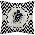 Miniatyrbild 4 av 4: Färgglada Havstema Segelfartyg Ankar Design Kuddar Linne Bomull Kast Kuddfodral Mjukt Sängkläder Kuddfodral För Soffa 45 X 45 Cm, 5 Stycken