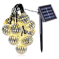 Miniatyrbillede 1 af 5: Marokkanske Solcellelamper Udendørs, 5M 20 LED Lysstreng, 8 Tilstande Vandafvisende Belysning til Have, Terrasse, Have, Hjem, Festival, Fest