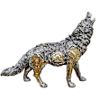 Miniatyrbillede 1 af 3: Metallisk sølv og guld gotisk steampunk ulv statue kunst skulptur statue figurer dekoration gave skrivebordslegetøj gaver boligindretning
