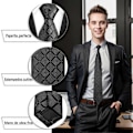 Miniatyrbilde 3 av 5: Sett med 2 slips for bryllup og business, rutete svart og blått, elegant og allsidig stil