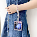 Miniatyrbilde 2 av 3: For Samsung Galaxy Z Flip 6 deksel med armbånd, luksuriøst bling glitter strass sommerfugl beskyttende deksel for kvinner jenter