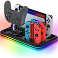 Miniatyrbild 1 av 5: RGB-omkopplare laddningsstation för Switch/Switch Oled, laddningsdocka för Joycon och Switch Pro-kontroller, Switch-tillbehör