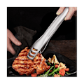 Miniatyrbillede 2 af 5: Rustfrit Stål Grillklemme Grillklemme Udvidet Håndtag Steakklemme Tyngdekraft Automatisk Åbning An