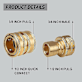 Miniatyrbild 3 av 5: Trycktvättsadapterset, Snabbkopplingsslangkopplingar, Mässingkopplingar av M22-14 Swivel till 3/8\" Snabbkoppling, 3/4\" Han till 1/2\" Snabbkoppling, 8