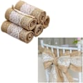 Miniatyrbild 1 av 4: 5 st Säckväv Spets Stolrosetter Hessian Jute Stolöverdrag Rosetter Rustik Linne Spets Stolrosetter