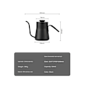 Miniatyrbillede 5 af 5: 550ml Rustfrit Stål Kaffe Drypkedel Med Termometer Svanehals Hæld Over Kaffe Tekande Kaffe