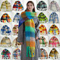 Miniatyrbilde 1 av 2: Vinterny scarf i regnbue-ruter, tykk og varm, flere farger å velge mellom 7