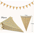 Pikkukuva 4 / 5: Living Value 3 kpl. Wimppeli ketju Wimppeli Garland Vintage Jute Bunting Banner 8,4M Imitoi pellavaa Hessian Garland Rustic Decoration Syntymäpäiville