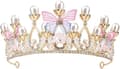 Krystallperle prinsessekrone for jenter, håndlaget sommerfuglperlekrone for jenter