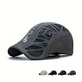 Miniatyrbillede 2 af 4: 1 stk. Sportsbogstav Print Hurtigtørrende Hat, Åndbar Net Mesh Baseball Cap, Til Golf, Cykling, Solbeskyttelse, Komfortabel