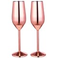 2-pack vinglas i rostfritt stål - champagneglas 220 ml [roséguld]