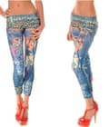 Mönstrade Leggings Jeggings Blå one size