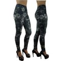 Mörka leggings med blommigt mönster Black one size