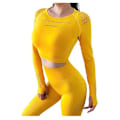 Miniatyrbild 1 av 5: Gul Crop Top seamless med långa armar. Gul S