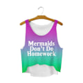 Miniatyrbillede 2 af 3: Mermaids Don't do Homework Crop Top MultiColor XL